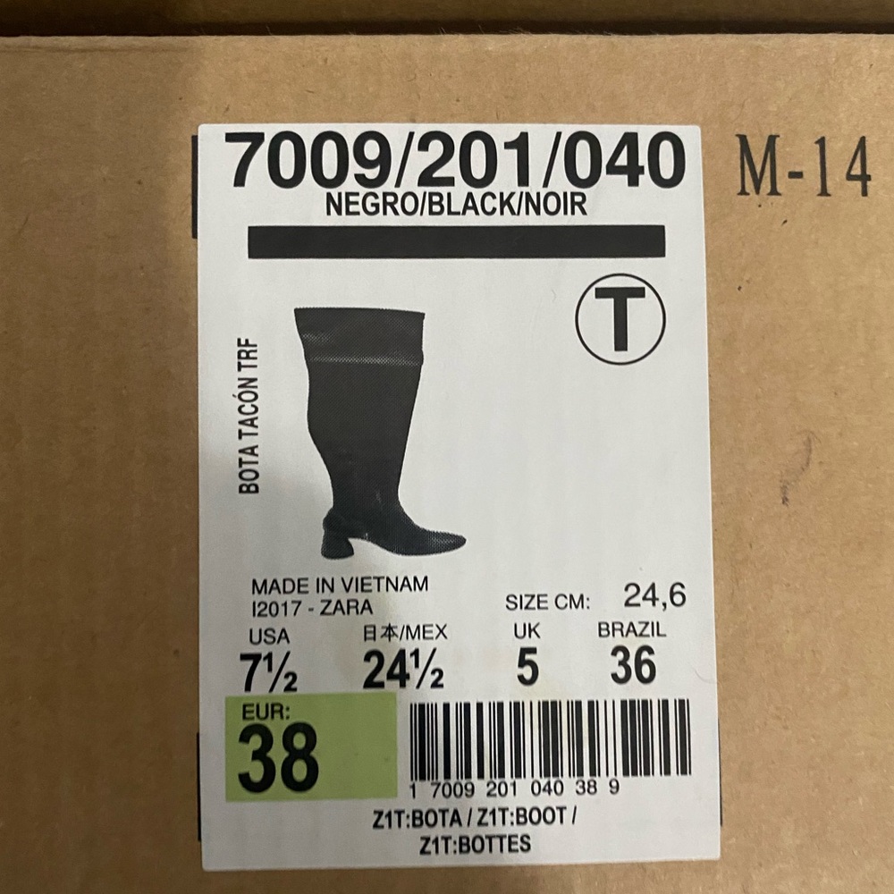 Zara Faux Leather Black Over the knee Boots Size 7.5 - Picture 6 of 7